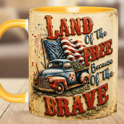 Land Of The Free - Truck Patriotic Accent Mug