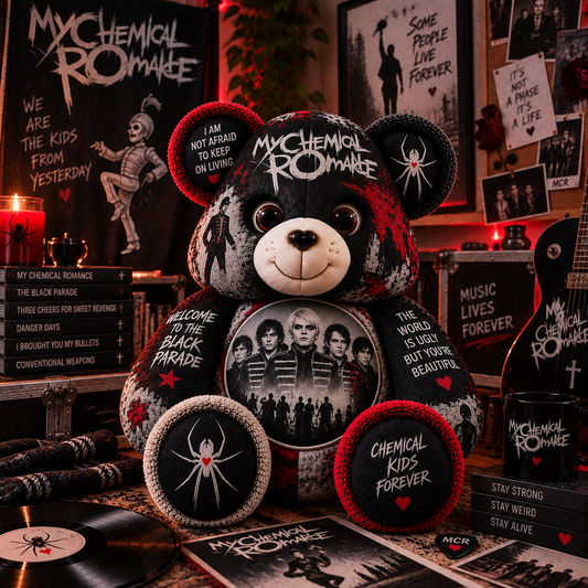 My Chemical Romance Bear Custom Shaped Pillow – The Black Parade Emo Rock Music Fan Gift