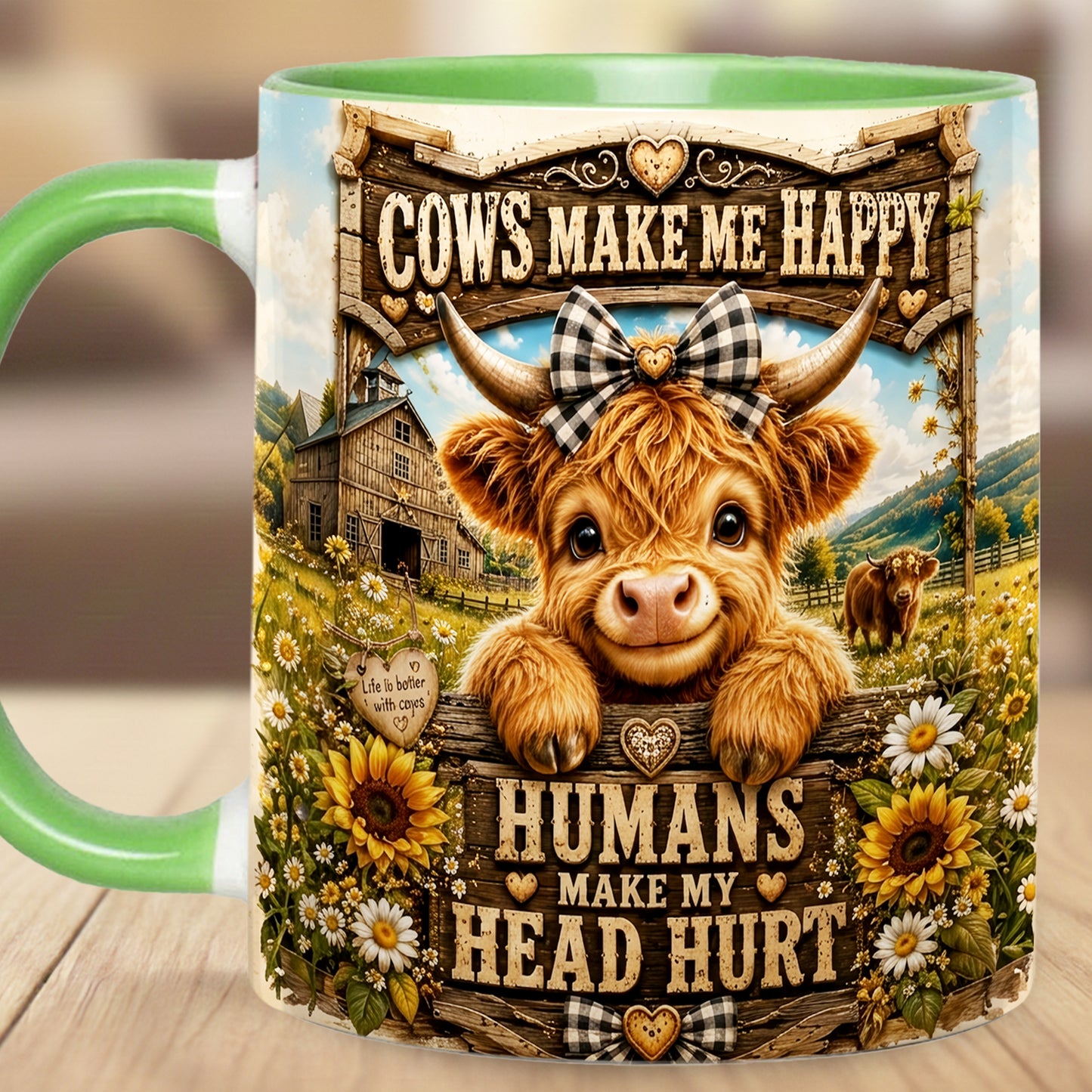 Cows Make Me Happy - Personalized Cow Accent Mug