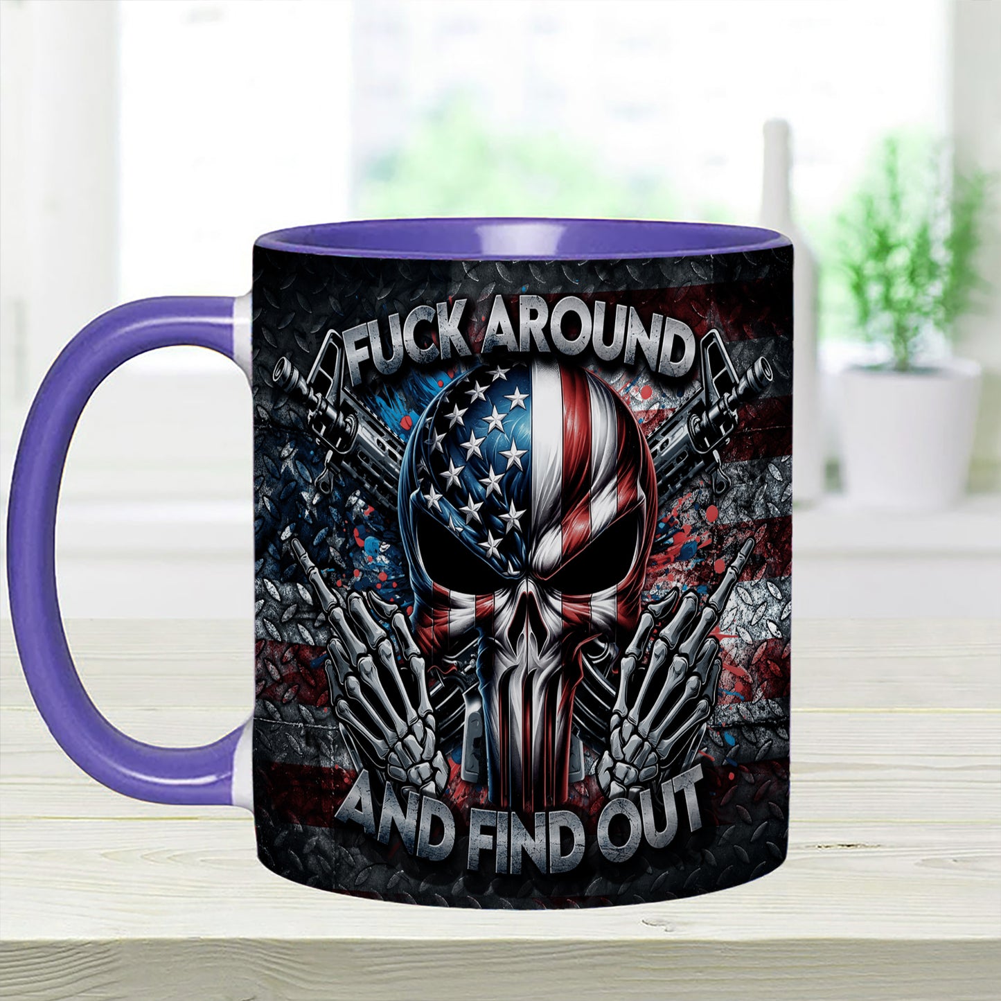 Bold Patriotic Skull Accent Mug