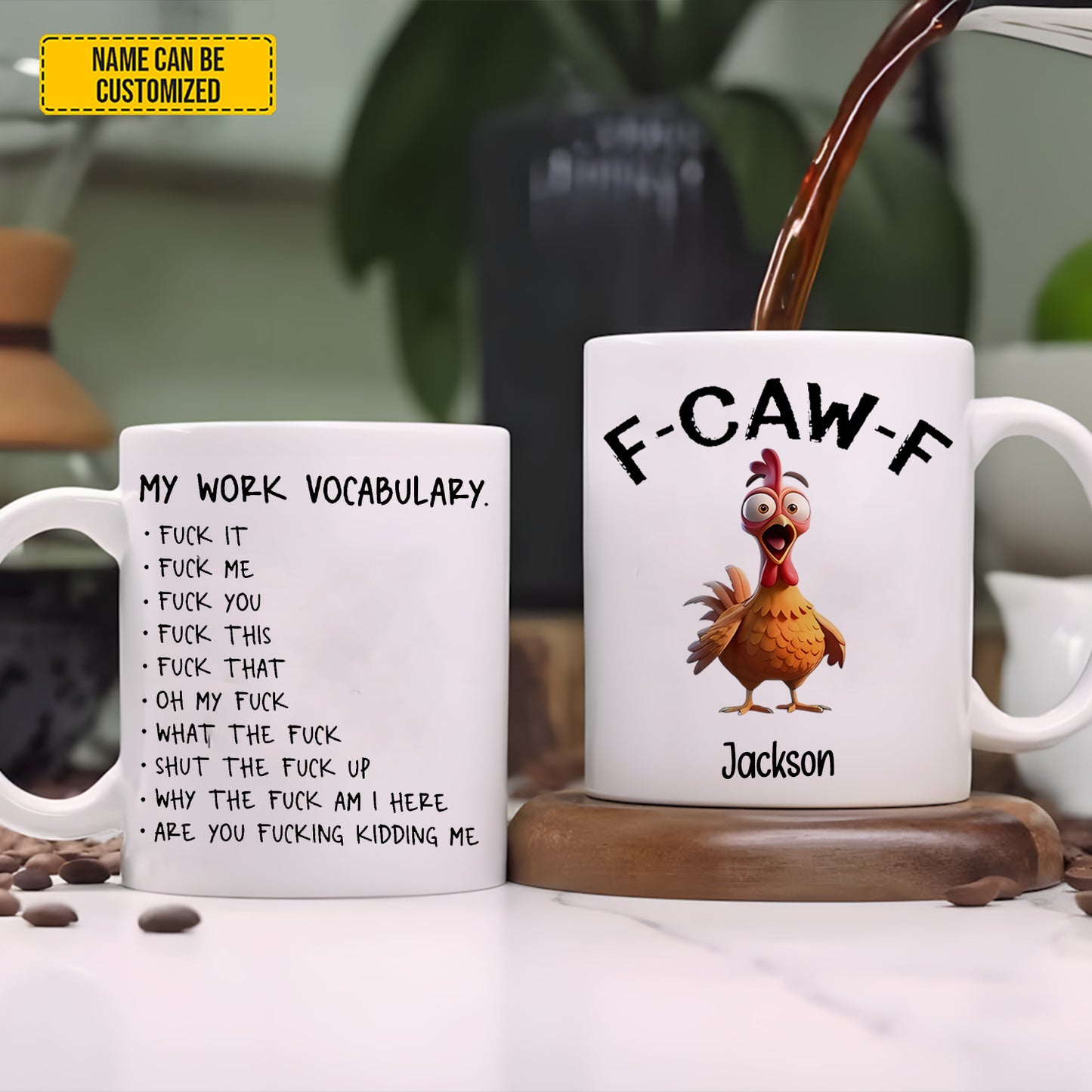 Personalized F-Caw-F Funny Chicken Mug
