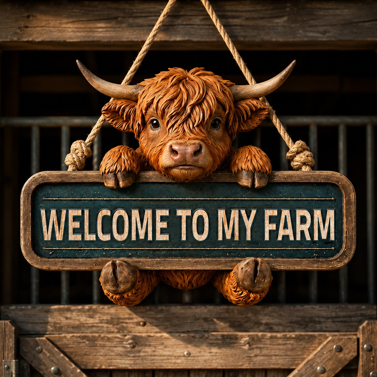 Highland Welcome – Personalized Cow Wooden Sign