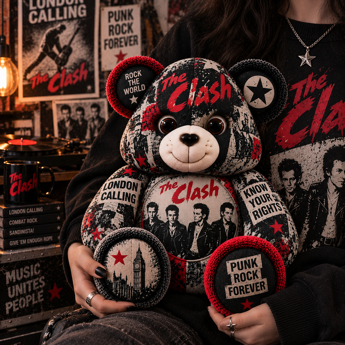 The Clash Bear Custom Shaped Pillow – London Calling Punk Rock Music Fan Gift