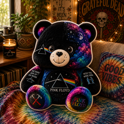 Pink Floyd Bear Custom Shaped Pillow – Gift for Pink Floyd Fans & Classic Rock Lovers