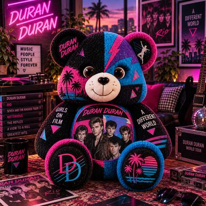 Duran Duran Bear Custom Shaped Pillow – 80s Music Fan Gift