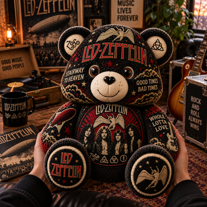 Led Zeppelin Bear Custom Shaped Pillow – Gift for Classic Music Lover 2