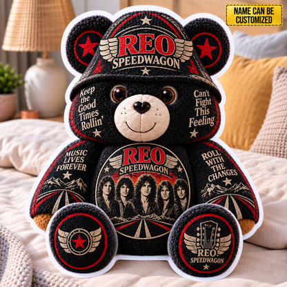 REO Speedwagon Custom Shaped Bear Pillow – Can’t Fight This Feeling Classic Rock Inspired Gift for REO Speedwagon Fans