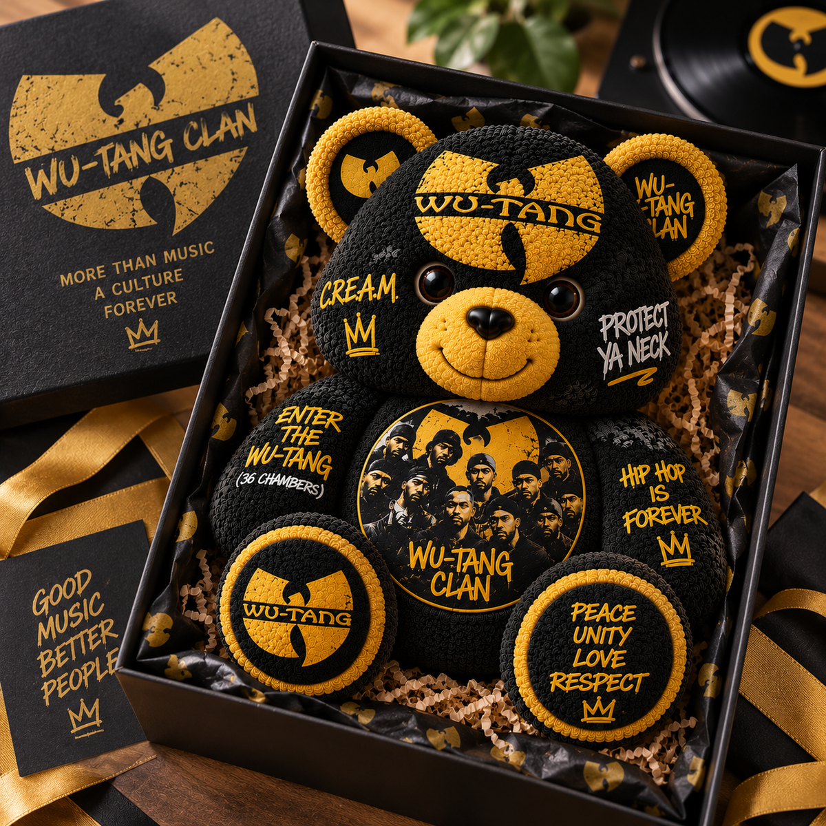 Wu-Tang Clan Custom Shaped Bear Pillow – 36 Chambers Hip Hop Inspired Gift for Wu-Tang Fans