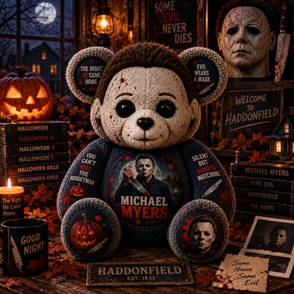 Michael Myers Bear Custom Shaped Pillow – Halloween Horror Boogeyman Fan Gift