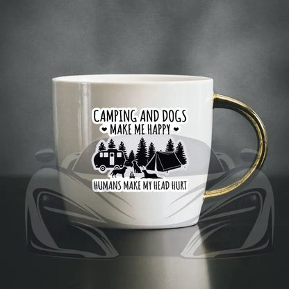 Camping and Dogs Make Me Happy Vinyl Sticker