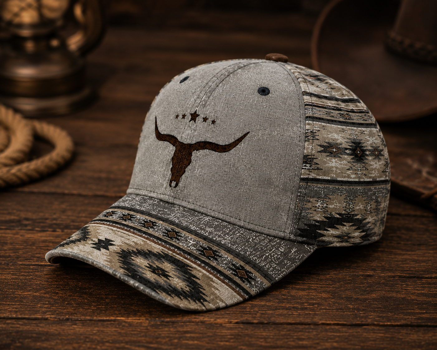 Western Longhorn Classic Cap – Vintage Southwestern Cowboy Hat