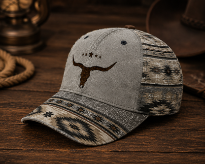 Western Longhorn Classic Cap – Vintage Southwestern Cowboy Hat