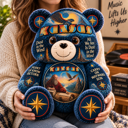 Kansas Custom Shaped Bear Pillow – Carry On Wayward Son Classic Rock Inspired Gift for Kansas Fans