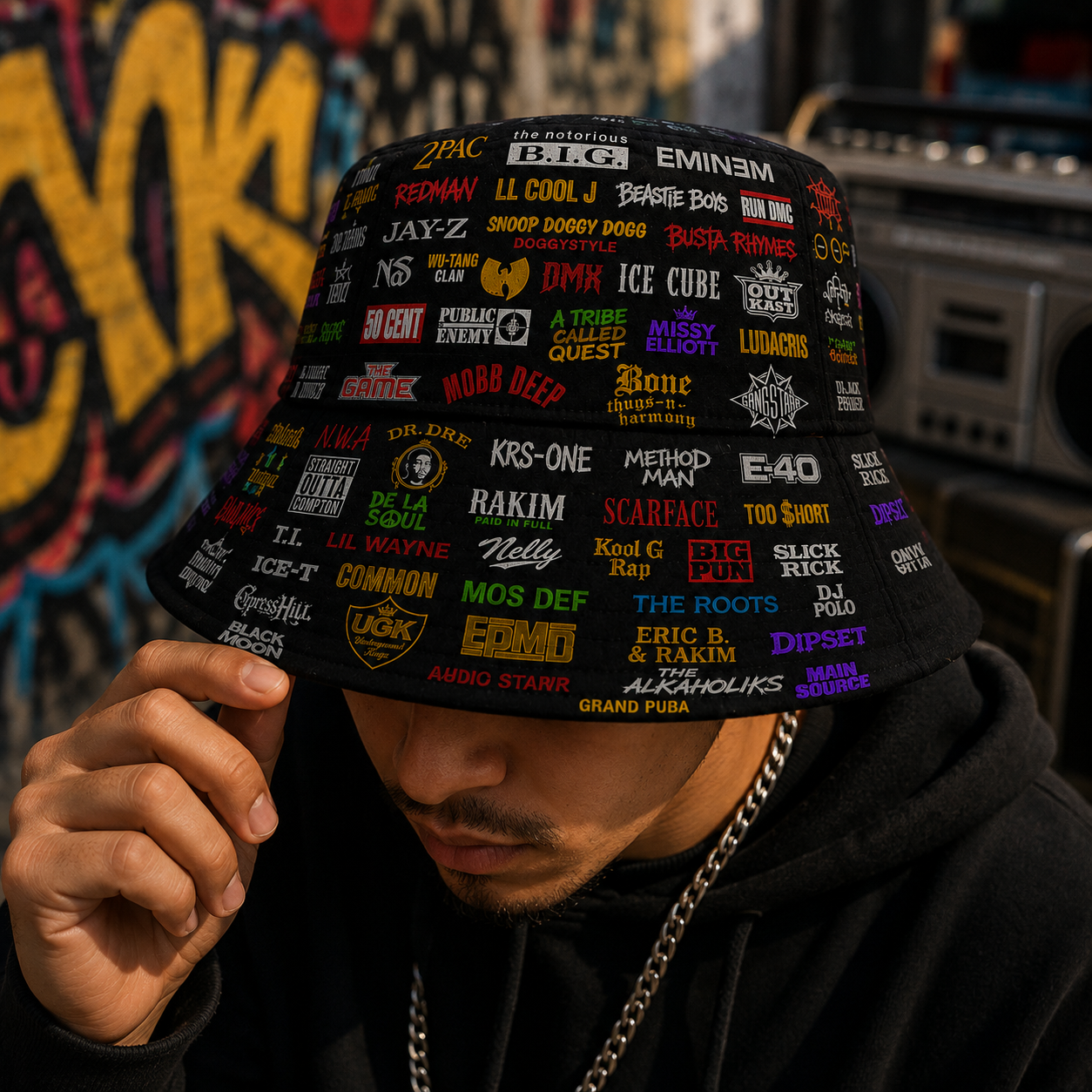 Classic Golden 80’s & 90’s Hip Hop All Over  Bucket Hat