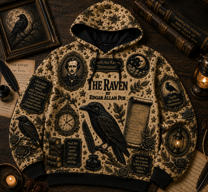 Edgar Allan Poe Raven Halloween All Over Print Shirt