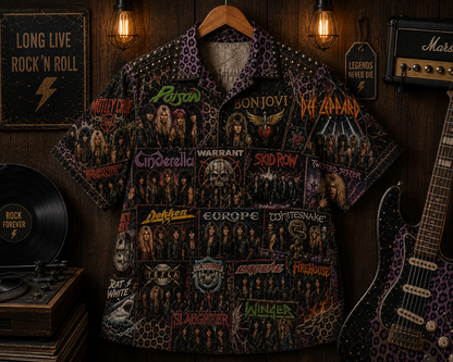 Rock Never Dies Hawaiian Shirt - Vintage Heavy Metal Glam Metal Music Fan Gift