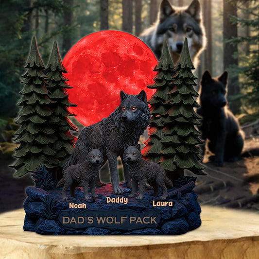 My Wolf Pack Gift For Dad, Grandpa - Personalized Father Custom Shaped Acrylic Plaque
