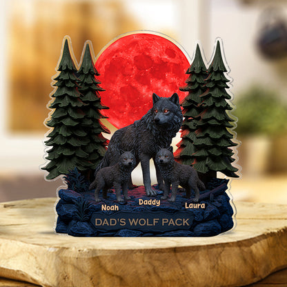 My Wolf Pack Gift For Dad, Grandpa - Personalized Father Custom Shaped Acrylic Plaque
