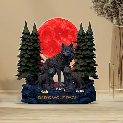 My Wolf Pack Gift For Dad, Grandpa - Personalized Father Custom Shaped Acrylic Plaque