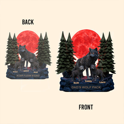 My Wolf Pack Gift For Dad, Grandpa - Personalized Father Custom Shaped Acrylic Plaque