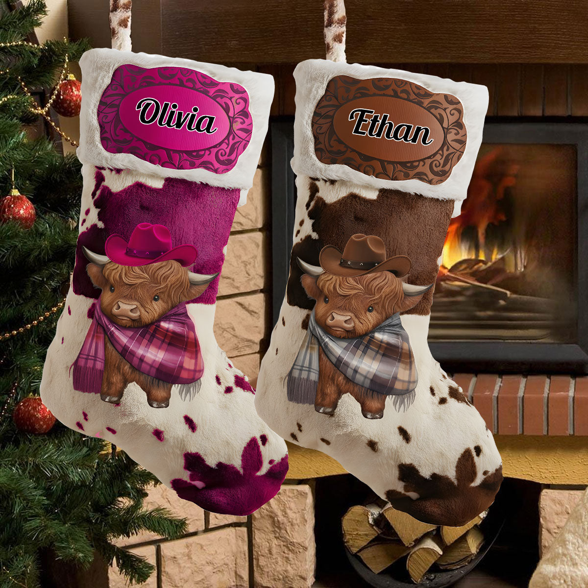 Personalized Cowboy/Cowgirl Shaped Christmas Stocking