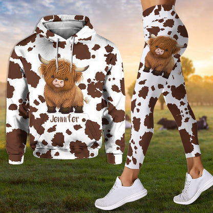 Personalized Highland Cow Hoodie and Leggings
