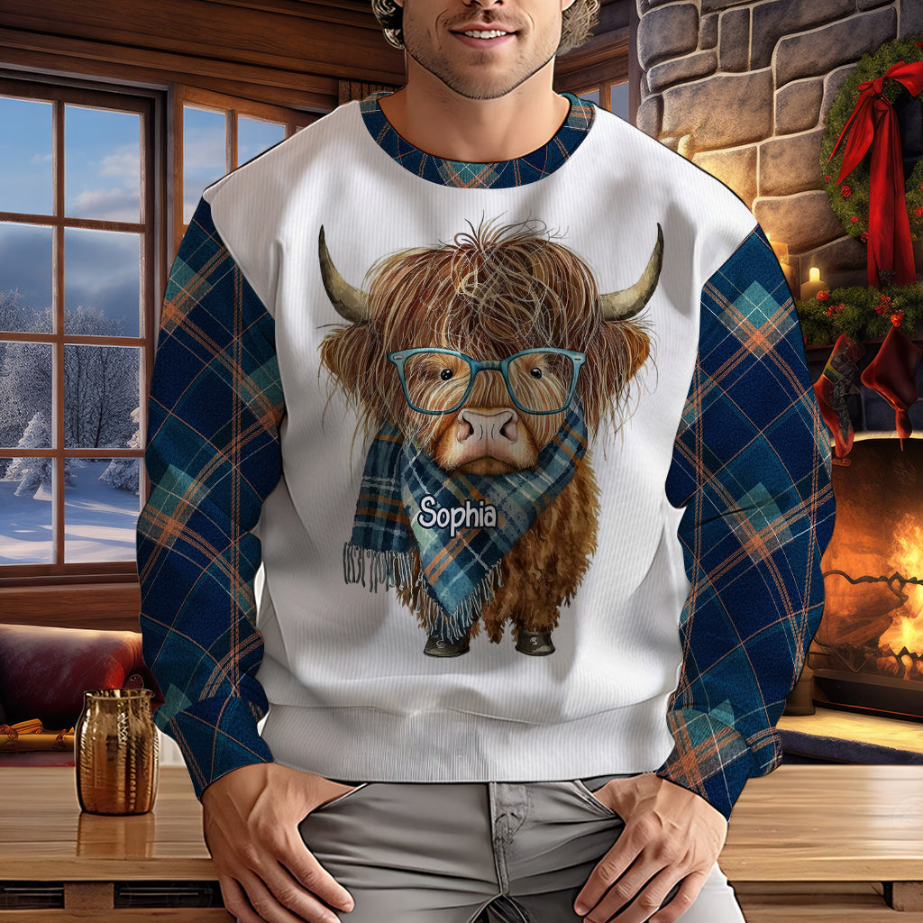 Personalized Cute Highland Cow Ugly Sweater