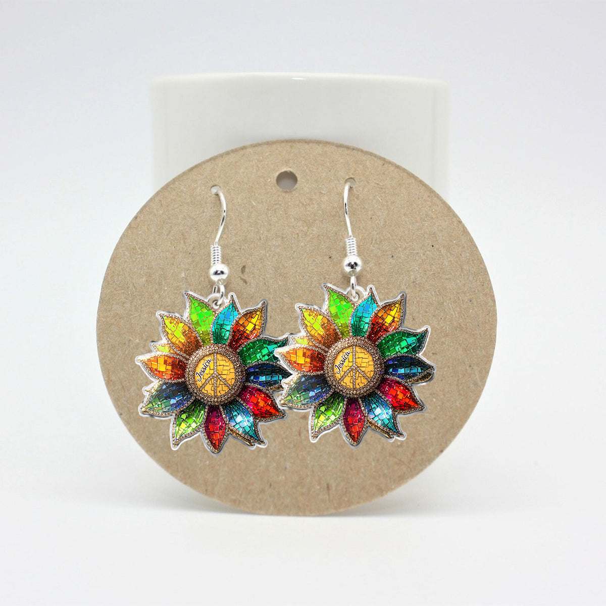 Hippie Colorful Flower - Personalized Hippie Earrings