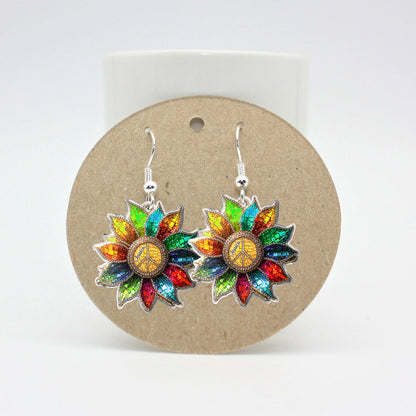Hippie Colorful Flower - Personalized Hippie Earrings