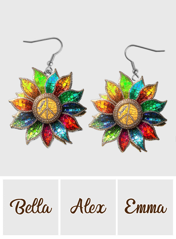 Hippie Colorful Flower - Personalized Hippie Earrings