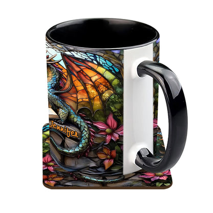 Stained Glass Dragon - Personalized Dragon Accent Mug