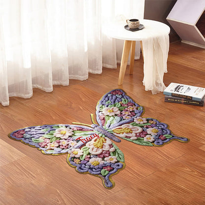 Flower Butterfly - Personalized Shaped Doormat/ Rug