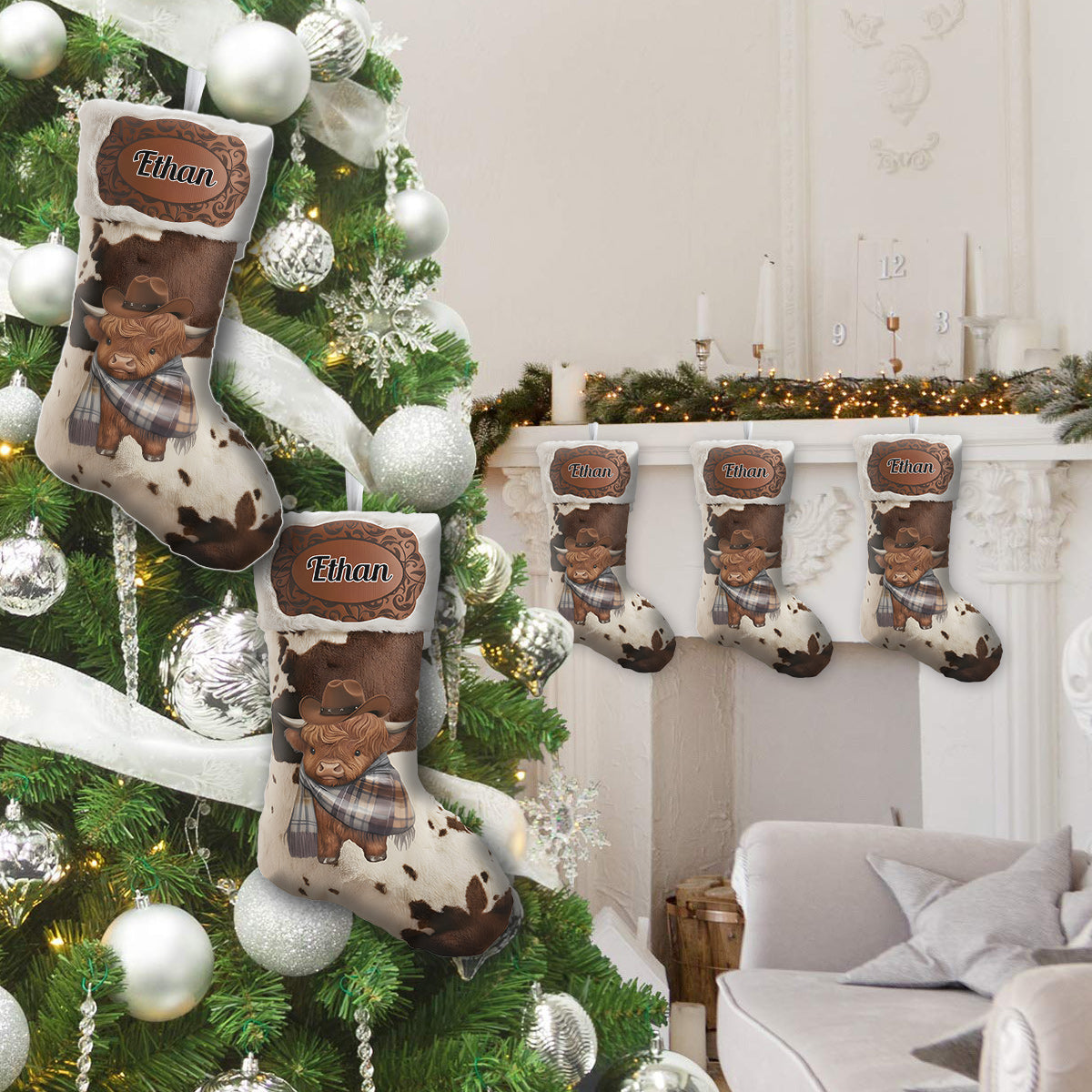 Personalized Cowboy/Cowgirl Shaped Christmas Stocking