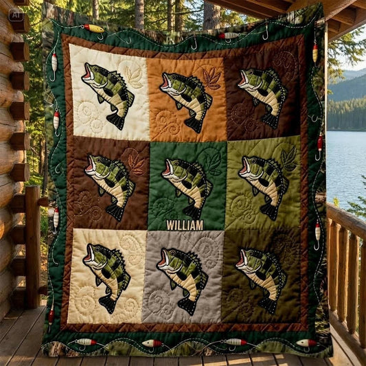 Love Fishing - Personalized Fishing Quilt Blanket