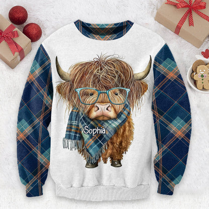 Personalized Cute Highland Cow Ugly Sweater