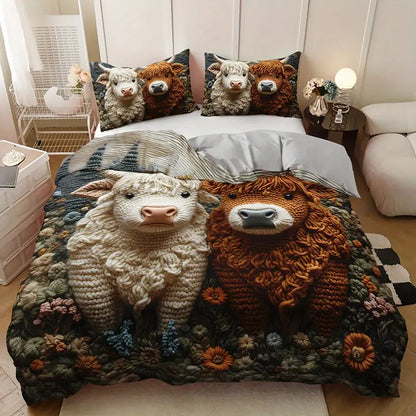 Highland Cow Pattern Bedding Set