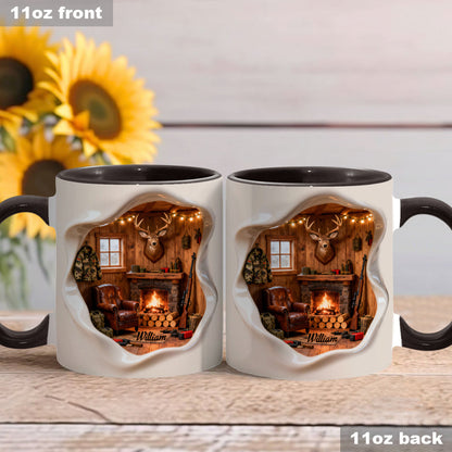 Hunting Cabin – Personalized Deer Accent Mug
