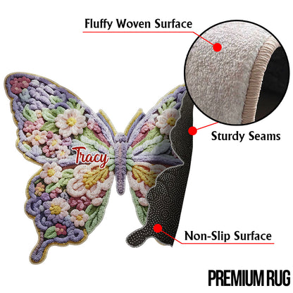 Flower Butterfly - Personalized Shaped Doormat/ Rug