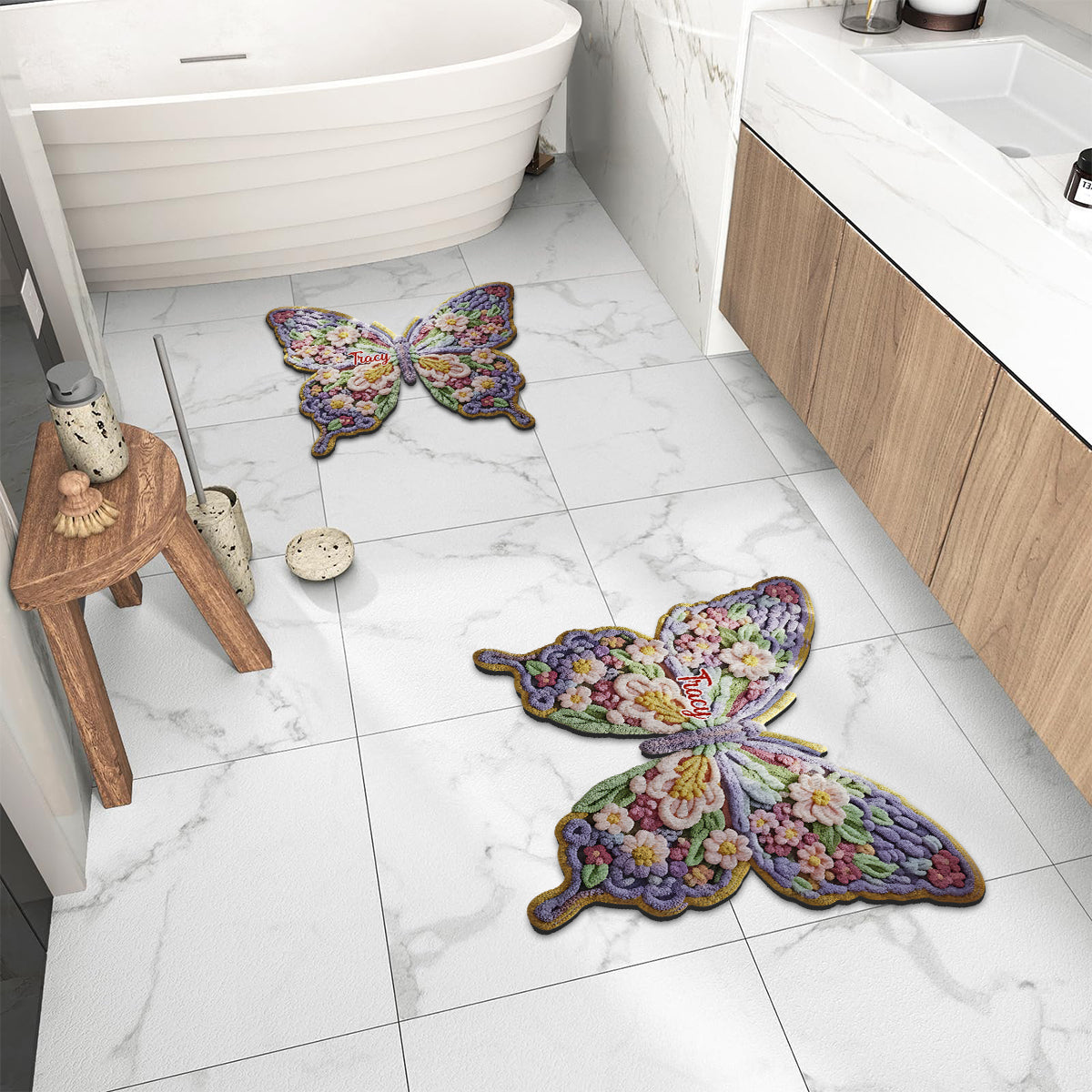 Flower Butterfly - Personalized Shaped Doormat/ Rug