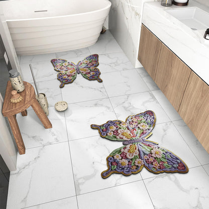 Flower Butterfly - Personalized Shaped Doormat/ Rug