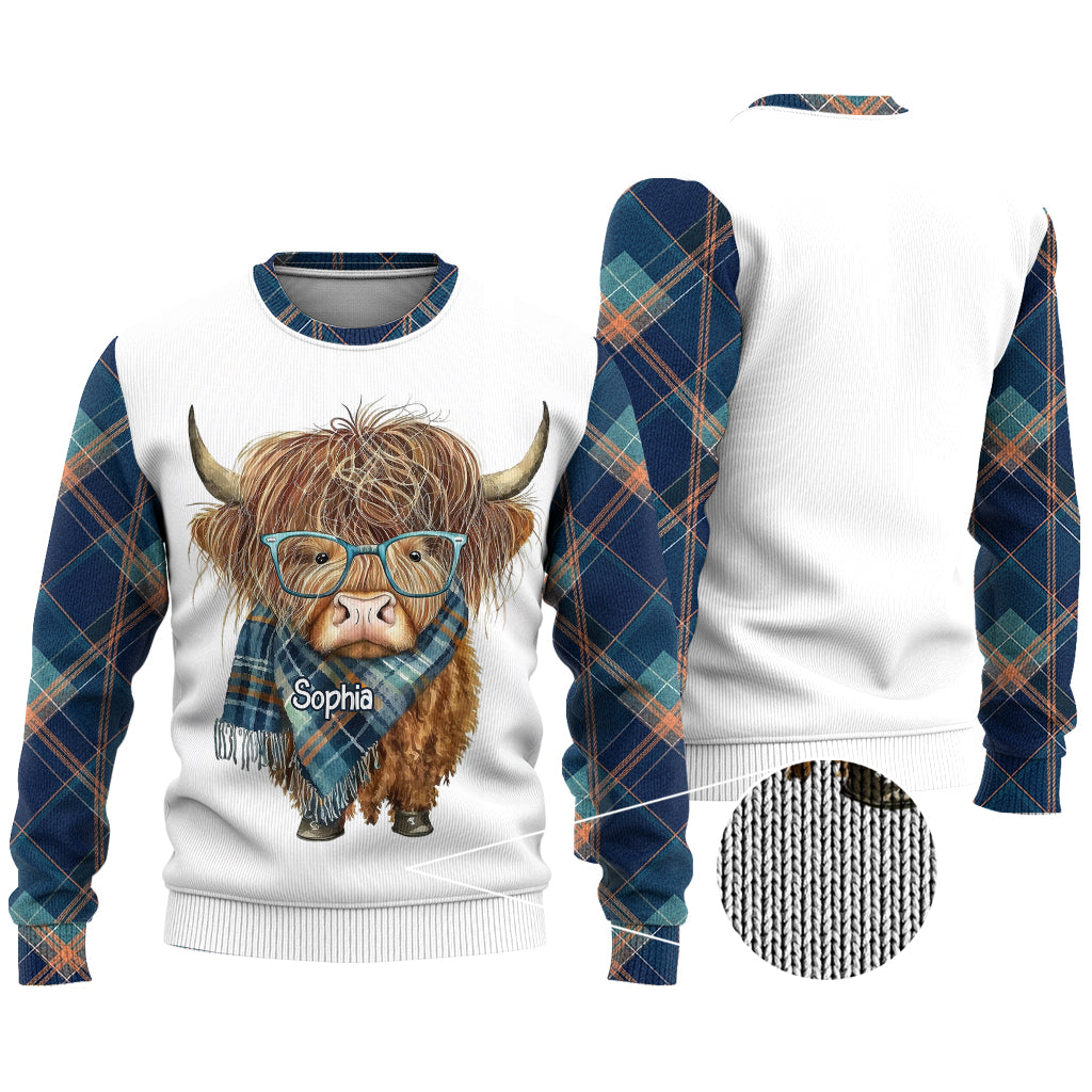 Personalized Cute Highland Cow Ugly Sweater