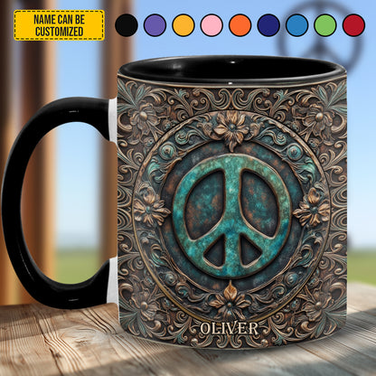 Personalized Peace Symbol Accent Mug