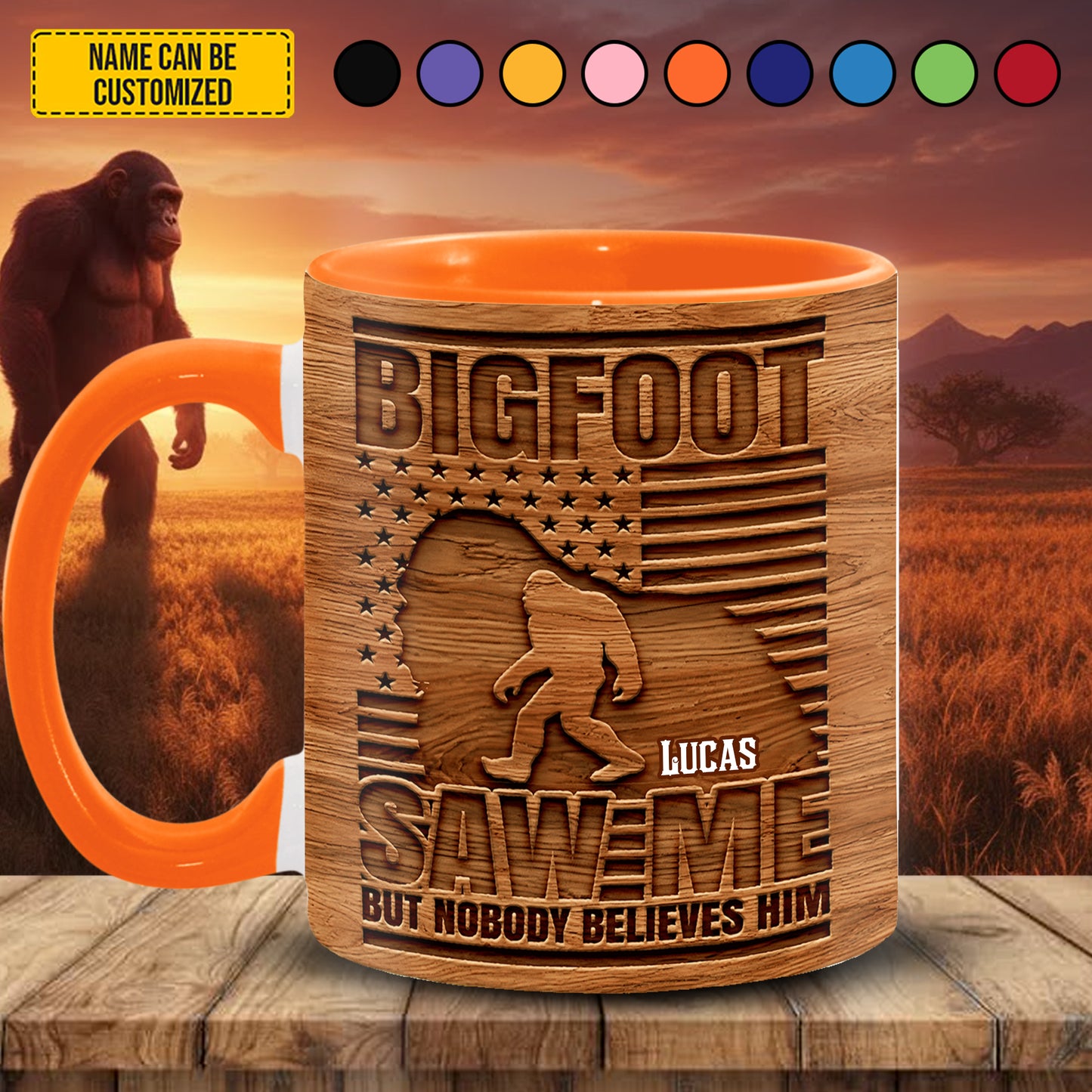Bigfoot Saw Me - Personalized Bigfoot Accent Mug