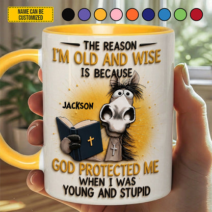 Protected By Grace – Personalized Horse Accent Mug