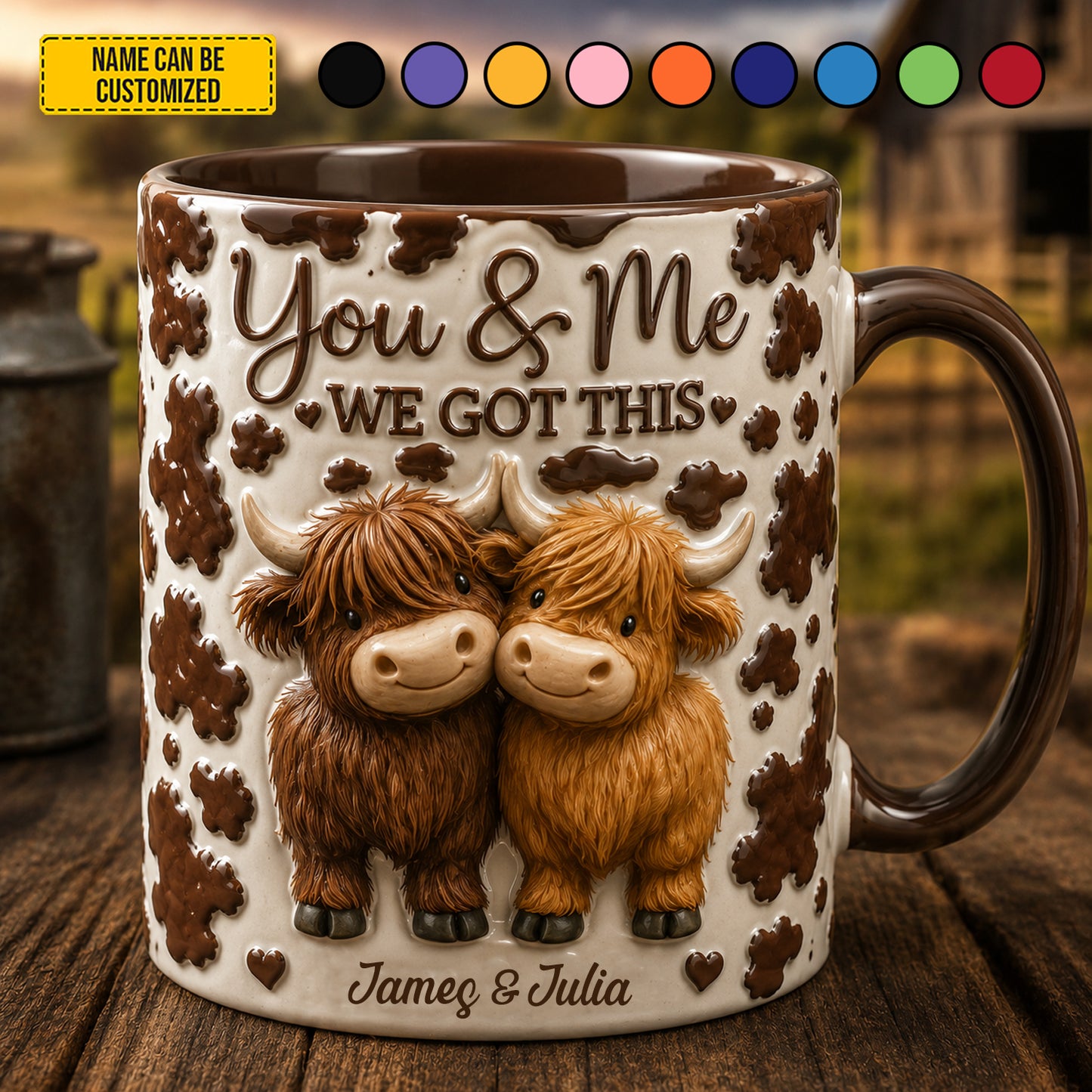 You & Me We Got This - Personalized Highland Cow Couple Accent Mug