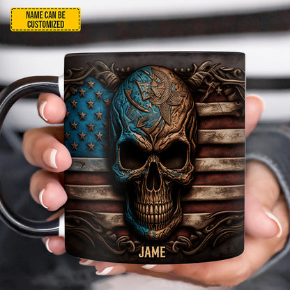 Personalized Patriotic Skull Accent Mug