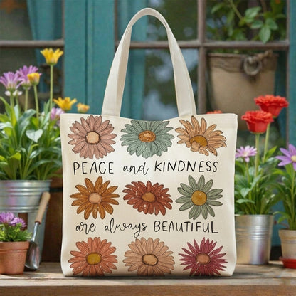 Peace And Kindness - Floral Tote Bag