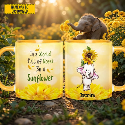 Elephant Be A Sunflower - Personalized Accent Mug
