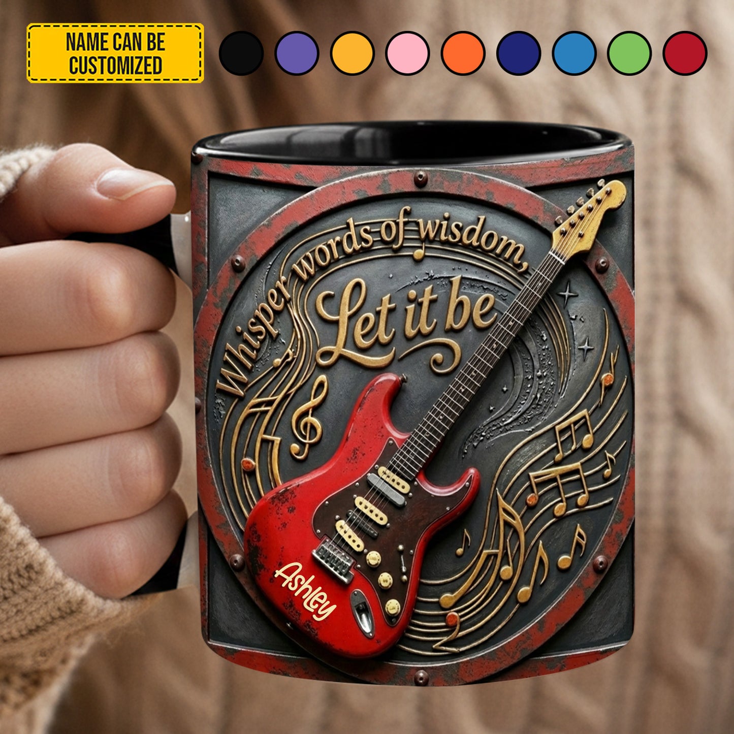 Whisper words of wisdom, let it be - Personalized Accent Mug