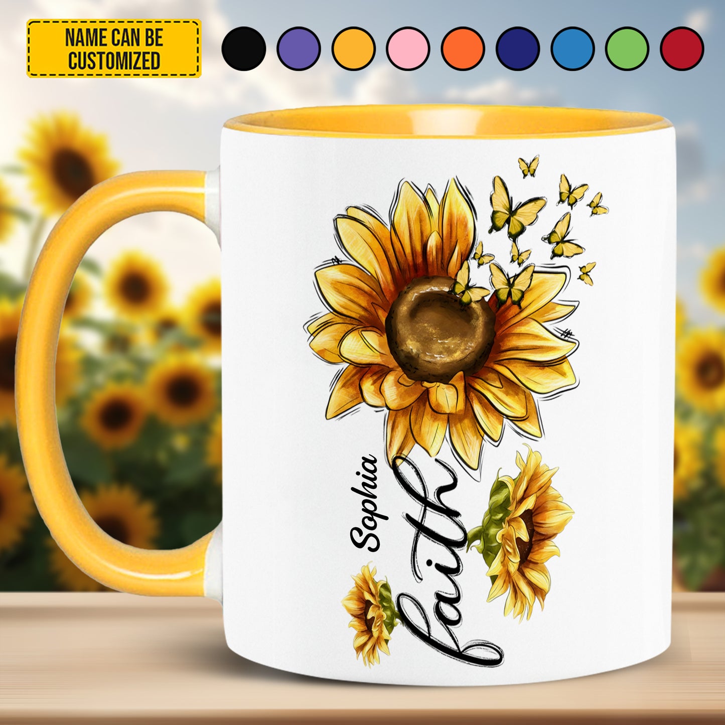 Faith Sunflower - Personalized Sunflower Accent Mug